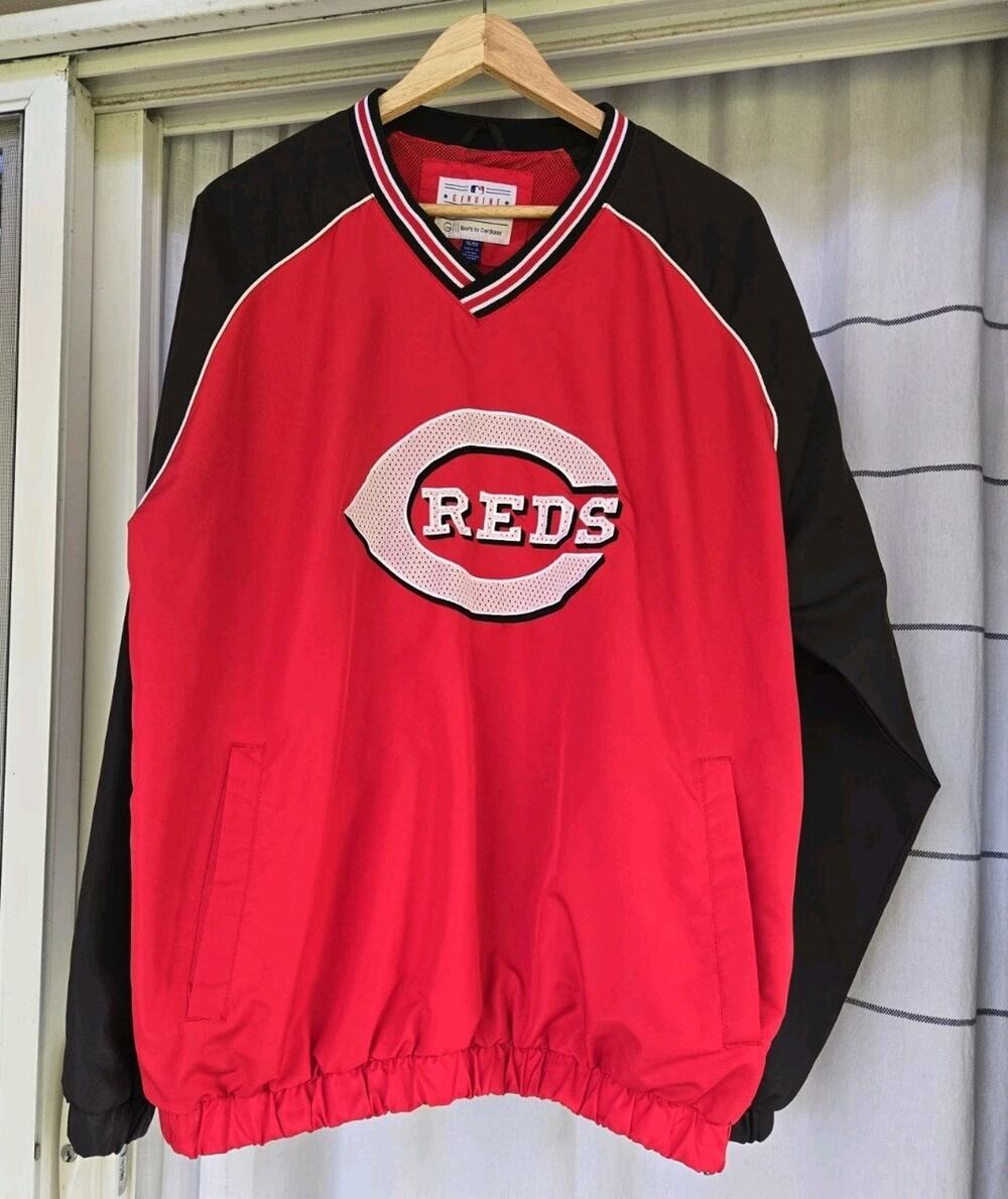 Vintage G-III Cincinnati Reds MLB Windbreaker Men’s XL Spellout Pullover Jacket